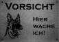Preview: Edelstahl Warnschild Deutscher Schäferhund VORSICHT Hier wache ich!